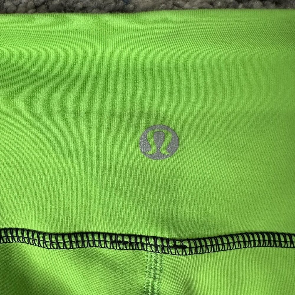 Lululemon Pants Womens 10 Black Green Colorblock High Rise Yoga Leggings Legging - Picture 6 of 9